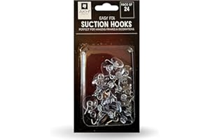 AKH® Clear Suction Hooks | Pack of 24 | 2.2cm Rubber Sucker Pads with Metal Hook | Strong Hanging Hook for Christmas Hanging Decorations Signs Mirror Glass Kitchen Bathroom Wall Festivals Decorations