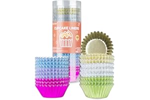 Parmedu 360 Piezas de Láminas Metálicas para Cupcakes - 3,2 cm Mini Moldes de Papel para Muffins, Gruesos & Resistentes- 6 Colores para Hornear Envoltorios para Cupcakes, Modelo BK007