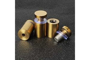 Mooche 4PCS Standoff Fixings 1" x1.38" Golden, Sign Standoff Screws Wall Mount Advertisement Fixings Bolts,Used for Billboards,Picture Frames,Glass Posters and Other Signs Display