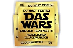 Play-Too 5 Aufkleber Das Wars Endlich Rentner Du hast Fertig Spruch Herzlichen Glückwunsch Etikett Flaschenetikett