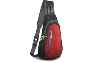 TITECOUGO Small Sling Bag Lightweight Crossbody Bag for Women Rucksack for Men Running Backpack Travel Chest Pack Shoulder Daypack for Gym Work Outdoor Hiking Sports Black/Red