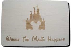 FASTCRAFT Disney Castle Mickey Mouse Planche à découper en bois dur de qualité supérieure 30 x 20 x 1,5 cm