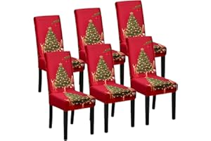ONESHLEE Set di 6 Coprisedie Natalizie, Universali e Elasticizzate per Sedia di Natale