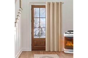 MIULEE Rideaux Occultant Beige Isolant Thermique140x225cm 1 Pièce à Oeillets-Rideaux Opaque Doux et Esthétiques Rideau Anti Froid Chaleur