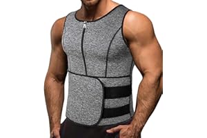 Memoryee Hombre Sauna Chaleco Deportivo Neopreno Entrenamiento Body Shaper Traje Entrenador Cintura Fitness Cremallera Camiseta Sin Mangas