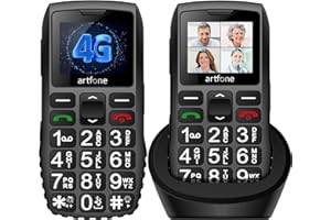 artfone C1+4G Big Button Mobile Phone for Elderly丨USB-C, Charging Dock丨1800mAh Battery丨Easy to Use Basic Elderly Phone丨SIM Free Unlocked Senior Mobile Phone丨SOS Button丨FM Radio丨Time Reporting - Black