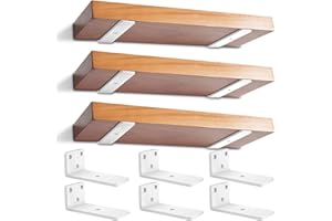 YFCVIP 6 Piezas Soporte Estanteria Pared, 10cm Escuadras Metalicas Invisibles, Soporte Balda Flotante Pared, Soportes En L de Metal Resistente En Pared con Tornillos (Blanco) 4in