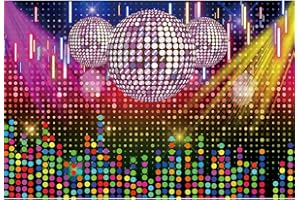 Ttincceer 300 x 200 cm Disco Backdrop Sparkling Neon Vintage Dance Party Photography Backgrounds Back to 80s 90s Disco Fever Dancer Photography Background Photo Booth Prop