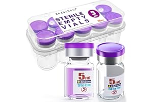 Flaconcino sterile vuoto da 5 ml, fiale sterili in vetro, con porta di iniezione autorigenerante e tappo a scatto, confezione sterile, 10 pezzi da ZHANXUBIO (5 ml, 10)