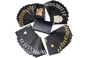 BESMRPG 1 Decks Schwarzer Pokerkarten,Spielkarten,Playing Cards Poker Plastik,Doppeldeutsche Kunststoff,Joker Kartendeck Set,Blackjack Kartenspiel Wasserdichte Card,Spiele Romme Skat,Black Deckkartenspiele