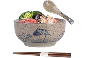 TuYines Ramen Raman, japońska miska ceramiczna, porcelanowe miski do zupy i sałatek, pojemność 580 ml, średnica 15,5 cm, wysokość 7,5 cm