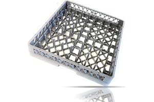 ‎GASTRONETTE Gastronette Universal Washing Up Basket 64 Finger Plates Trays Glasses Cups for Catering Dishwasher Dishwasher Basket Universal Plastic 50 x 50 cm Coarse Mesh Stackable Plate Basket