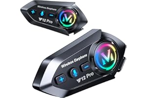 GREATZER 2 x Intercom Moto Kit Bluetooth 5.4 Casque Moto Double-Puce Audio-Multitâche Motocyclette Communication Systèmes,500M Système de Communication Entre 2 Motards IP56 Étanche Compatible Tous Les Casques