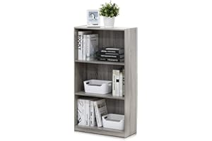 Furinno Basic 3-Tier Bookcase Storage Shelves, French Oak