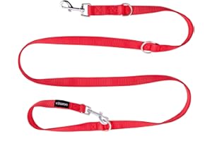 vitazoo Guinzaglio per cani in rosso, fisso e regolabile in 3 lunghezze, adatto per cani grandi e forti - guinzaglio doppio - lunghezza totale 2 m