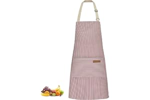 Luoqun88 Adjustable Black Bib Apron with 2 Pockets, Professional Cooking Kitchen Chef Women Men Aprons with Long Ties for Home Kitchen, Restaurant, Baking Gardening BBQ