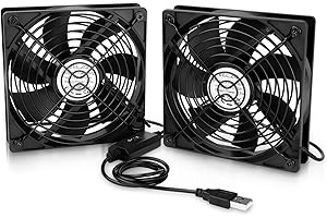 ELZO USB Ventilator 2 Stück, 120mm 5V mit 3 Einstellbare Geschwindigkeiten, Leise Mini Tischventilator, USB PC Lüfter 80mm Axiallüfter für Computer PS4 TV Box Empfänger AV-Kabine Router Office