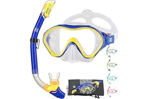 HH HHAO SPORT Kids Mask Snorkel Set Snorkeling Packages, with Diving Mask, Dry Snorkel, Mesh Bag, Anti-Fog Anti-Leak Snorkeling Gear for Kids for Snorkeling Swimming Diving