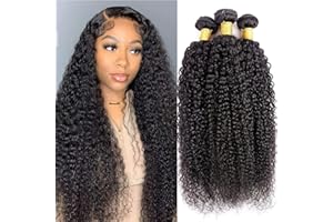 Kinky Curly Virgin Human Hair 3 Bundles 24 26 28 inch MSGEM Brazilian Kinky Curly Human Hair Weave Extensions 100% Unprocessed 12A Virgin Curly Human Hair Natural Black Color
