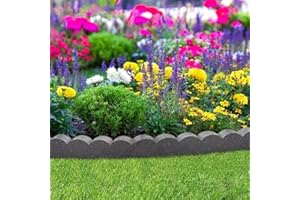 NICOMAN Flexi Curve Scalloped Garden Edging Rubber Landscape Scallop Lawn Border Edging Section 120cm (4ft), Grey, Pack of 1