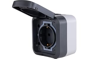 REV - AquaStorm, gniazdko pojedyncze, do pomieszczeń wilgotnych, IP55 dwubiegunowe, natynkowe, 230 V, 16 A, antracyt