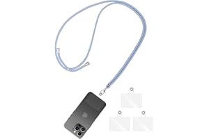 Olliwon Cordon Telephone Portable, Tour de Cou Telephone Universelle avec 3 Patchs, Laniere de Collier Compatible avec la Plupart des Coques pour Smartphone, Bleu Clair