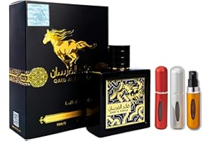 ABZON Qaed Al Fursan by Latafa for Men - 3.4 oz EDP Spray Bundle with X3 Travel Perfume Atomiser Refillable |Unisex Perfume| - Latafa Perfume for Travel - Latafa Oud Fragrance