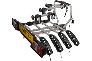 Witter ZX204 Bicyle Bolt-on Towball Mounted Bike Rack for 4 Bikes | Maximum Load of 60kg | Lightboard for 13 Pin Socket