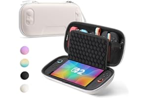 SQERO Etui pour Nintendo Switch 2 Model (2025), Conception améliorée en nid d'abeille Antichoc, Housse Sacoche de Transport à Coque Rigide Anti Cho, 10 Cartouche de Jeux (Blanc)