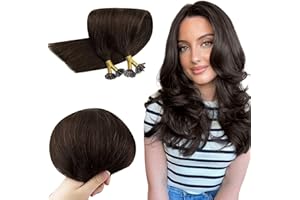RUNATURE Extensiones Queratina Cabello Humano Marron Oscuro #2 Extensiones Keratina Pelo Natural U Tip Bondings Human Hair Extensiones Pelo Cabello Queratina 18 Pulgada 50g