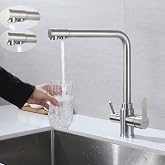 SkyPanda 3 Way Kitchen Faucet Drinking Water Faucet with Double Lever, 3 in 1 Function, 360&deg; Swivel Mixer Tap with 2 Outlets,