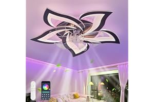 GWYAJTU RGB Deckenventilator Mit Licht Und Fernbedienung, Variable Farbe, Reversibel Deckenventilator Mit Beleuchtung 6 Gang, Leise Led Dimmbar Ventilator Lampe FüR Kinderzimmer-Schwarz