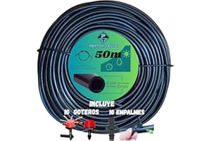 P T PERTONI TENDE Microtubo de Riego 4mm para Goteo, Tubería para Riego, Fabricada en PVC Flexible y Resistente con 6mm de Diametro Exterior, Disponible en Rollo de 10, 25 y 50 metros, Color Negro (50 metros)