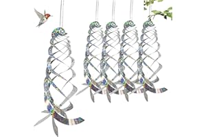 LUMOOM 5Pcs Espiral Reflectante Antipájaros, 70cm Repelente Eficaz para Aves, Espiral de Viento Repelente de Palomas, Protección para Balcón, Decoración De Jardín (Colorido)