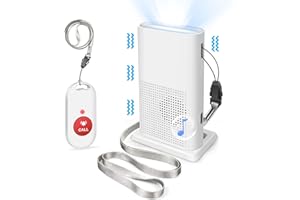 Bracciale Salvavita Anziani COTINSE con Avviso di Batteria Scarica, Vibrazione/Suono/Luce SOS Anziani Portatile, Salvavita per Anziani da Collo 105 dB/58 Suonerie, 1 Trasmettitore 1 Ricevitore