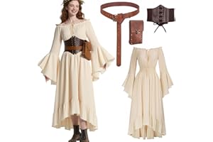 kasahara Mittelalter Kleidung Damen, Elegant Retro Weste Kleid Renaissance Feen Kostüm Victorian Kleid Gothic Hexen Maxi Wedding Dress Karneval Faschingskostüm