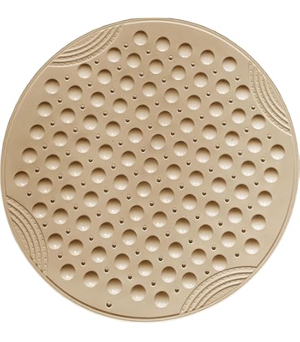 Tapis De Douche Rond AIKENR - Antidérapant PVC - Ventouses Et Trous Drainage - 55x55 Cm