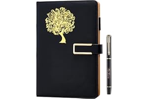 Farfume Tree of Life Journal for Women & Men Refillable Writing A5 Journals for Writing with 200 Pages, 100Gsm Paper Personal Diary Faux Leather Hardcover Notebook with Pen&Magnetic Buckle (Black)