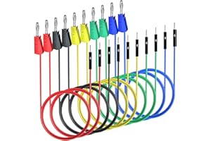 Cleqee 10 cables de puente macho para placa de pruebas apilables de 4 mm, cables de prueba de silicona + cabezal de 2 mm para kit de bricolaje de PCB
