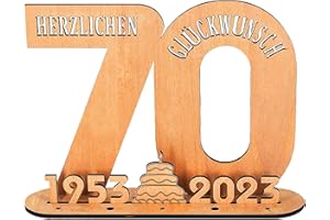 OdiuK 2023 Holz-Schild Gästebuch 70 Geburtstag Jubiläum Gästebuch, Personalisierung Deko mit Jahreszahlen Zahlen Frauen & Männ Holz Geschenke 70 Geburtstag Deko