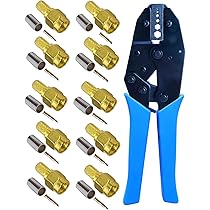 SMA Male Crimp Solder Connectors 10-Pack - 50 Ohm Gold Plated For RG58 RG400 Coaxial Cable