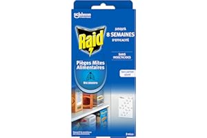 Raid Piège Mites Alimentaires - Piège Anti-Mites - Sans Insecticides - Jusqu'à 8 Semaines d'Efficacité - 2 Pièges