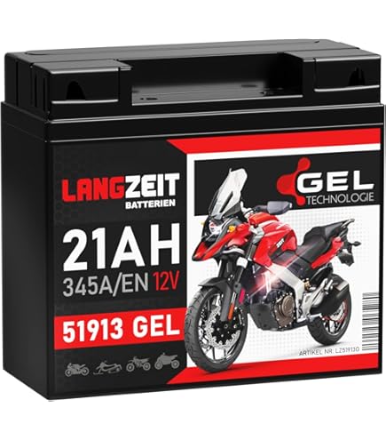 LANDPORT Gel-Batterie 12V 21Ah – L12-19, 181x76x167mm, Für BMW, Benelli & Mehr