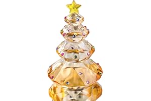 ‎HDCRYSTALGIFTS HDCRYSTALGIFTS Kristall-Weihnachtsbaum-Figur Glas Briefbeschwerer Tischornament Weihnachtsfeiertag Kreatives Geschenk (Champagner)