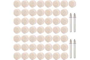 Woohome Têtes de Polissage, 50 PCS Roue de Polissage en Laine, Accessoires de Polissage de Meule de Polissage avec Tige Métal Pour Accessoires Dremel Outils Rotatifs