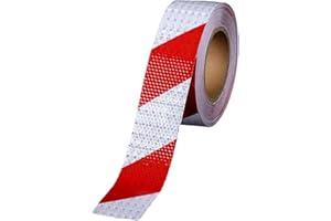 LLMtn klebeband reflektierend 5cmX25M Selbstklebend Klebeband Rot Weiß Warnaufkleber Reflektorband Klebeband Reflektierende Aufkleber Reflektierendes Klebeband für Sicherheit Warnung