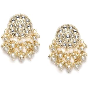 Zaveri Pearls Gold Tone Kundan & Pearls Wedding Collection Dangle Earring For Women-ZPFK10097