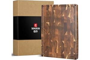 XINZUO Tagliere Grande Legno di Acacia- Tagliere da Macellaio Reversibile- Tagliere da Cucina Professionale- Taglieri in Legno Extra Spessi- con Maniglie Incorporate e Scanalatura per il Succo