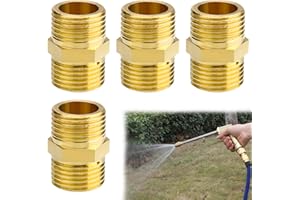 Deilonie 5 Pcs 1/2" Male to 1/2" Male BSP Thread Brass Pipe Connectors