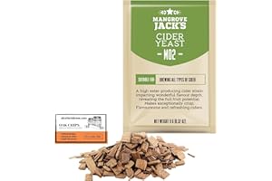 ALCOFERMBREW Lievito Secco per Sidro 25litri – Mangrove Jack's M02 + + Chips di Quercia Francese 20g | lievito di Birra Sidro | lievito per Vino | Sidro di pere | Lieviti Cider